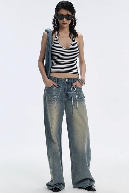 Diamond Starry Denim Shoulder Bag