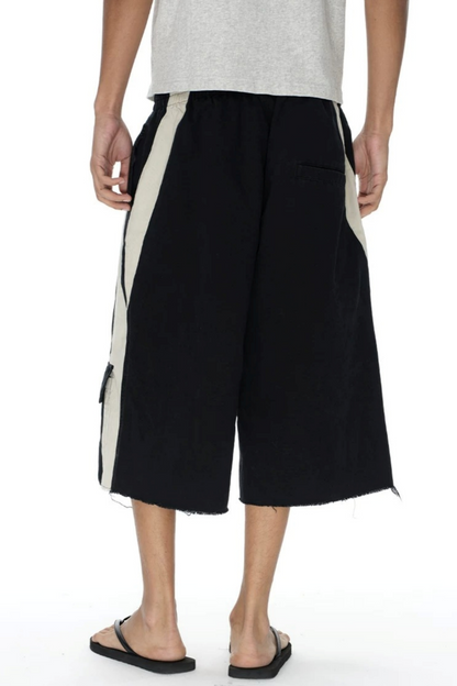 Washed Distressed Patchwork Shorts
