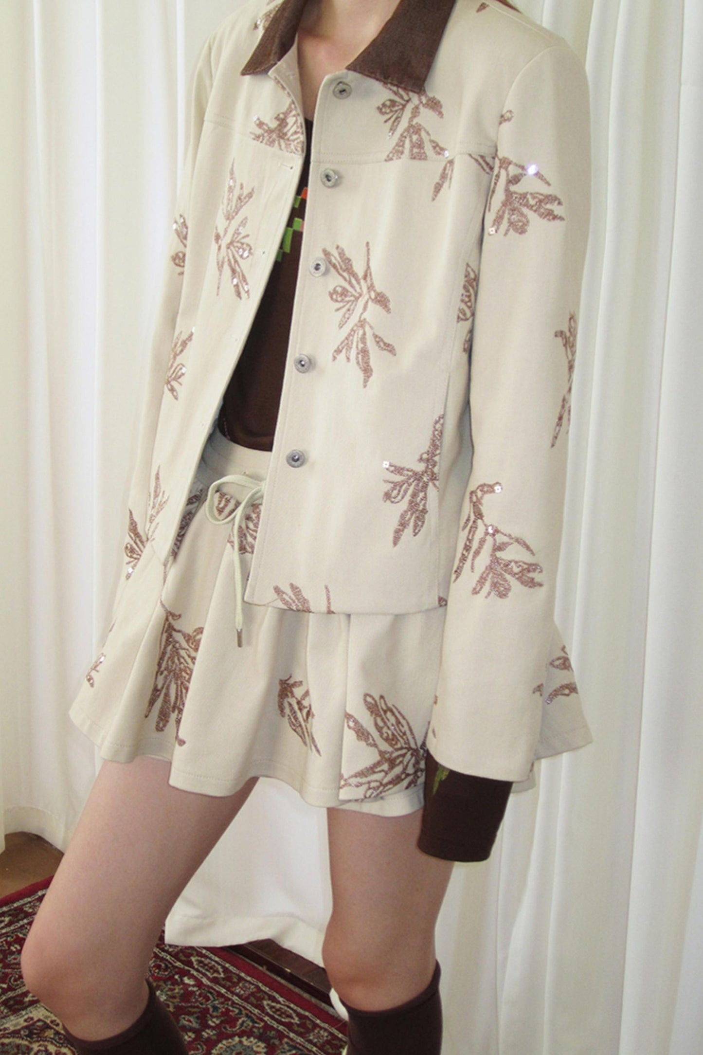 Thorns Embroidered Denim Jacket Set-Up