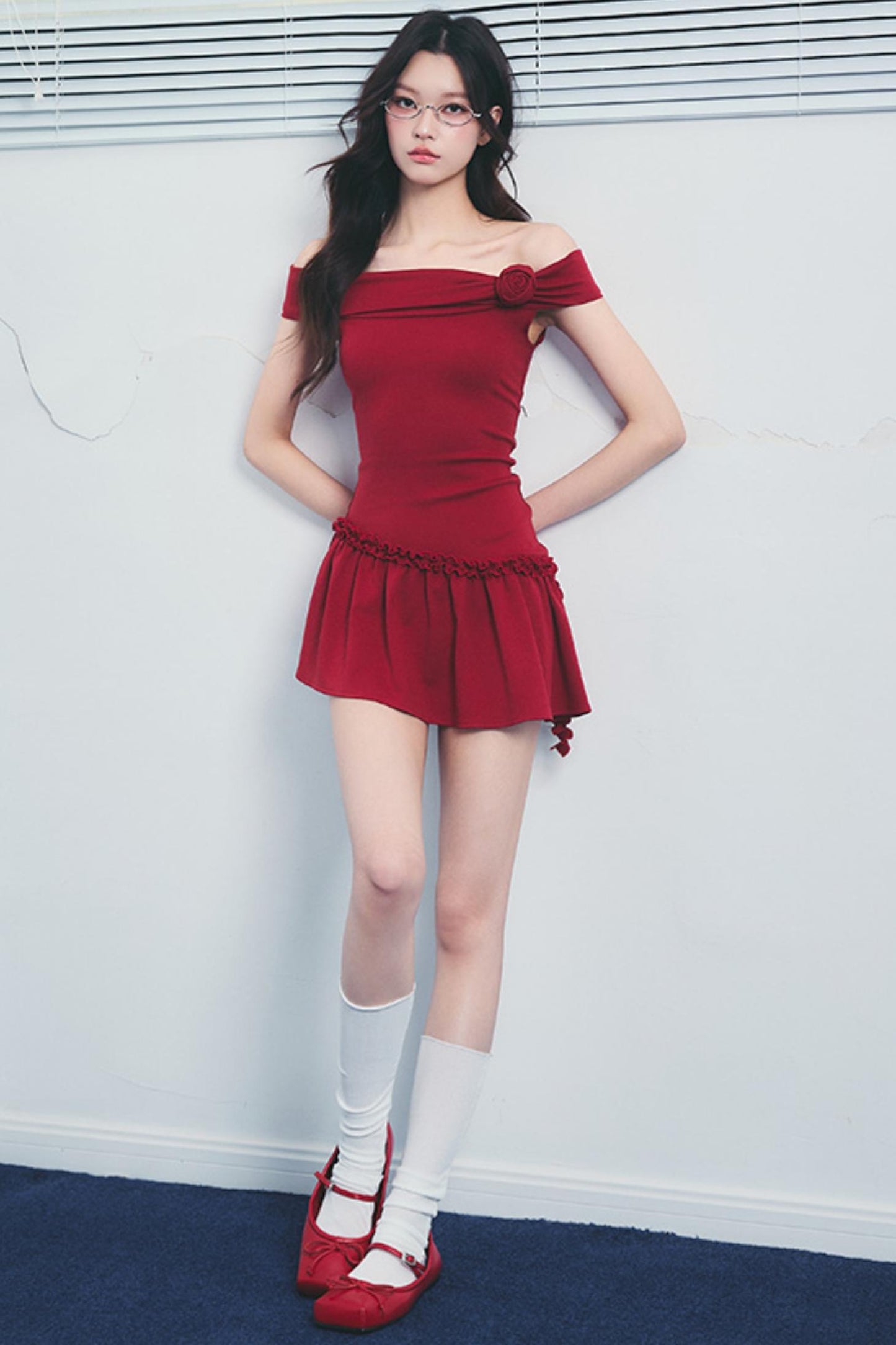 Pink One-Shoulder Drawstring Dress