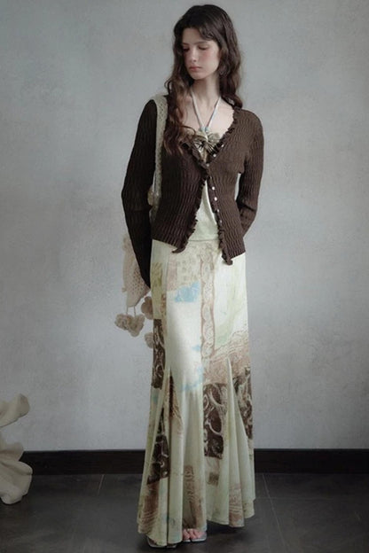 Artistic Jacquard Knit Skirt