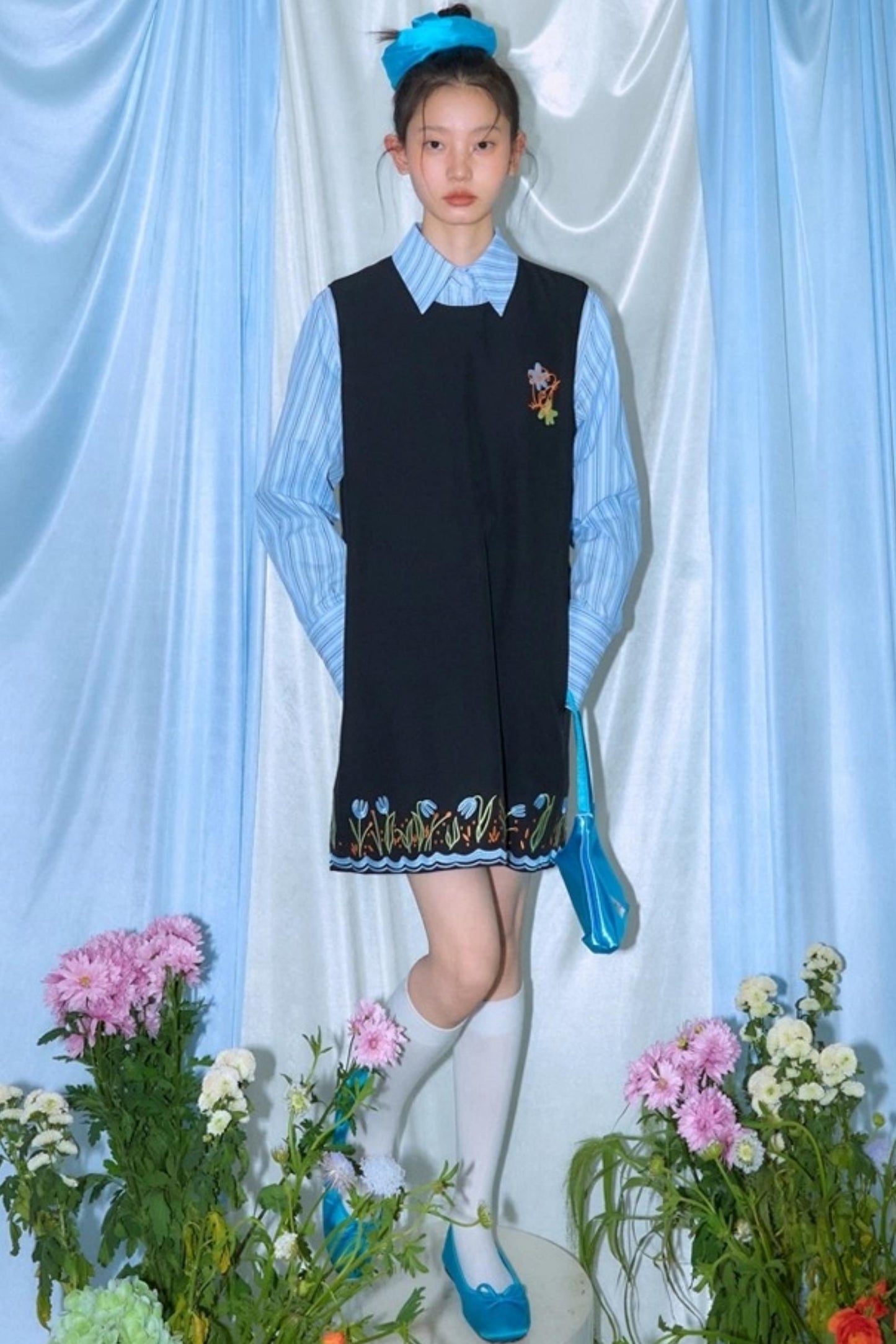 Original Tulip Embroidered Vest Dress