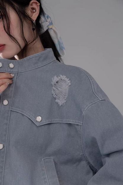 Distressed Rock Denim Jacket Set-Up