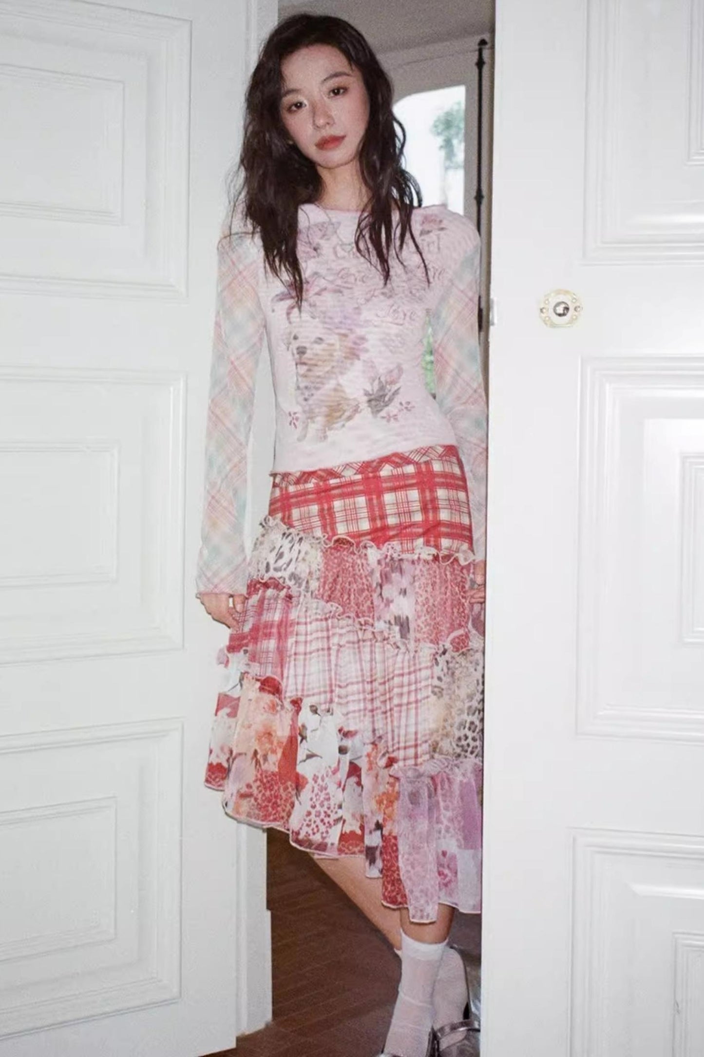 Cake Plaid Print Skirt