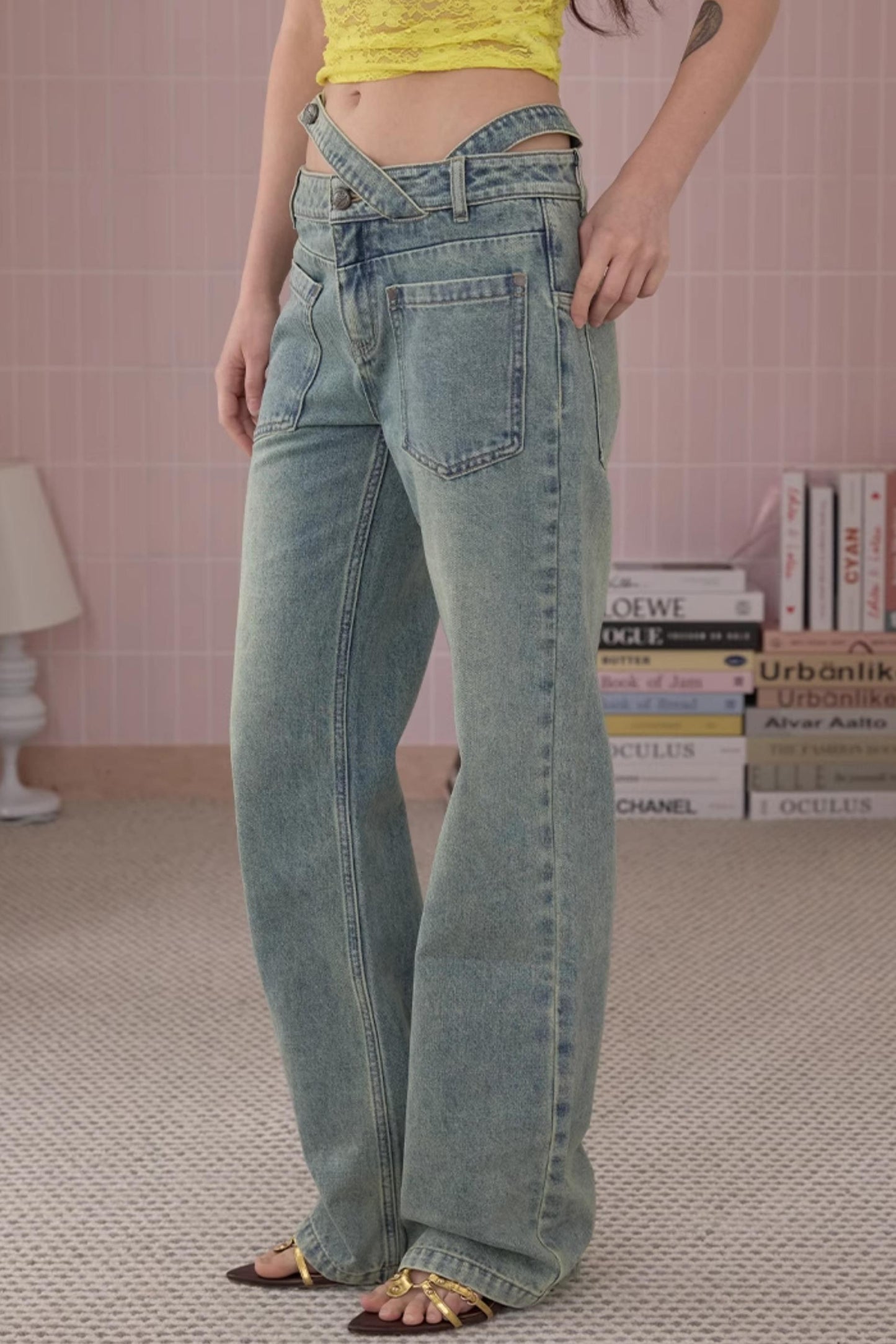 Summer Chic Cross-Waist Jeans