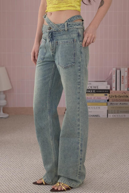 Summer Chic Cross-Waist Jeans
