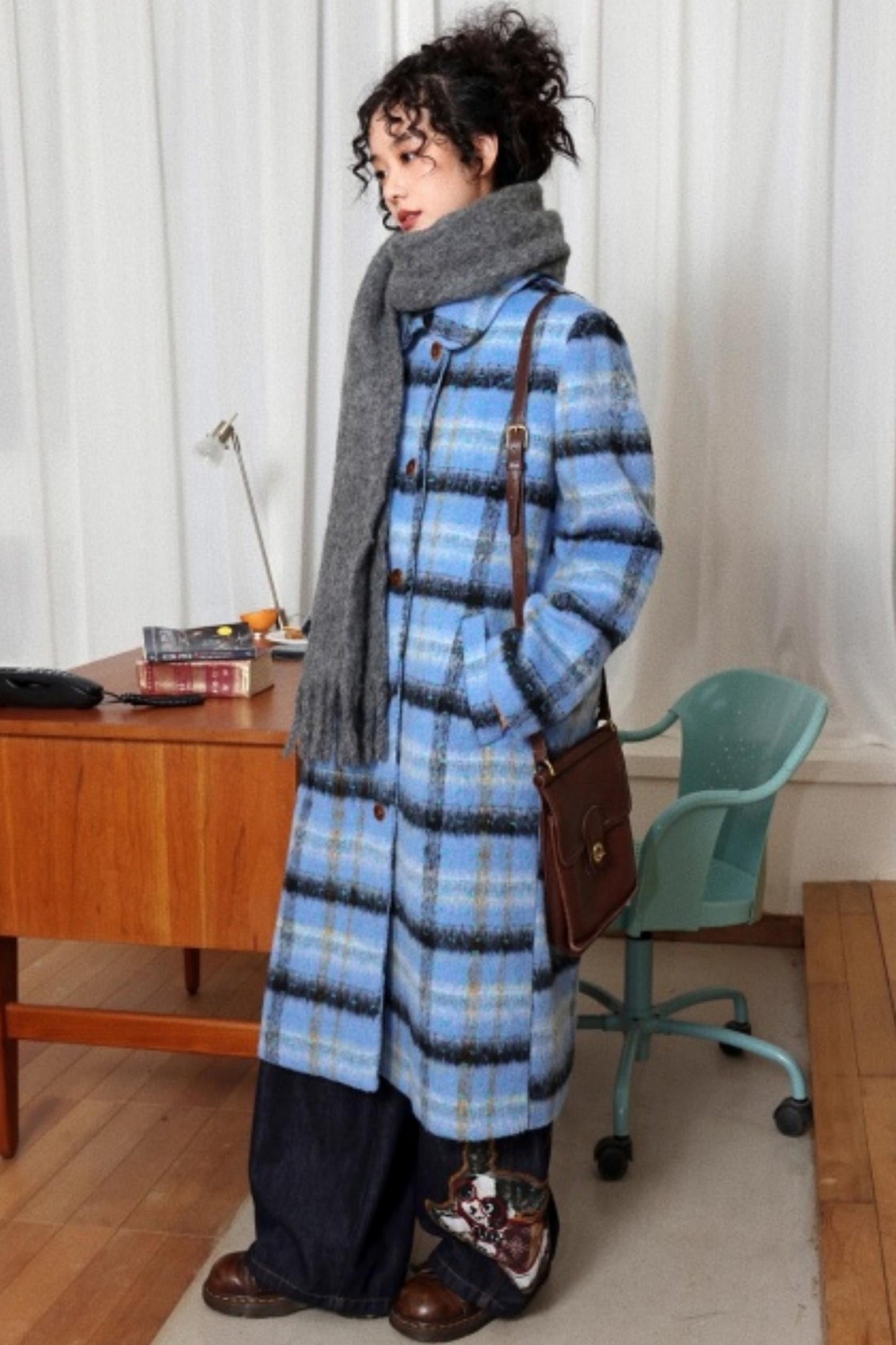 Plaid Woolen Love Letter Coat