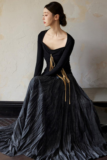 Black Square Basic Pullover Top