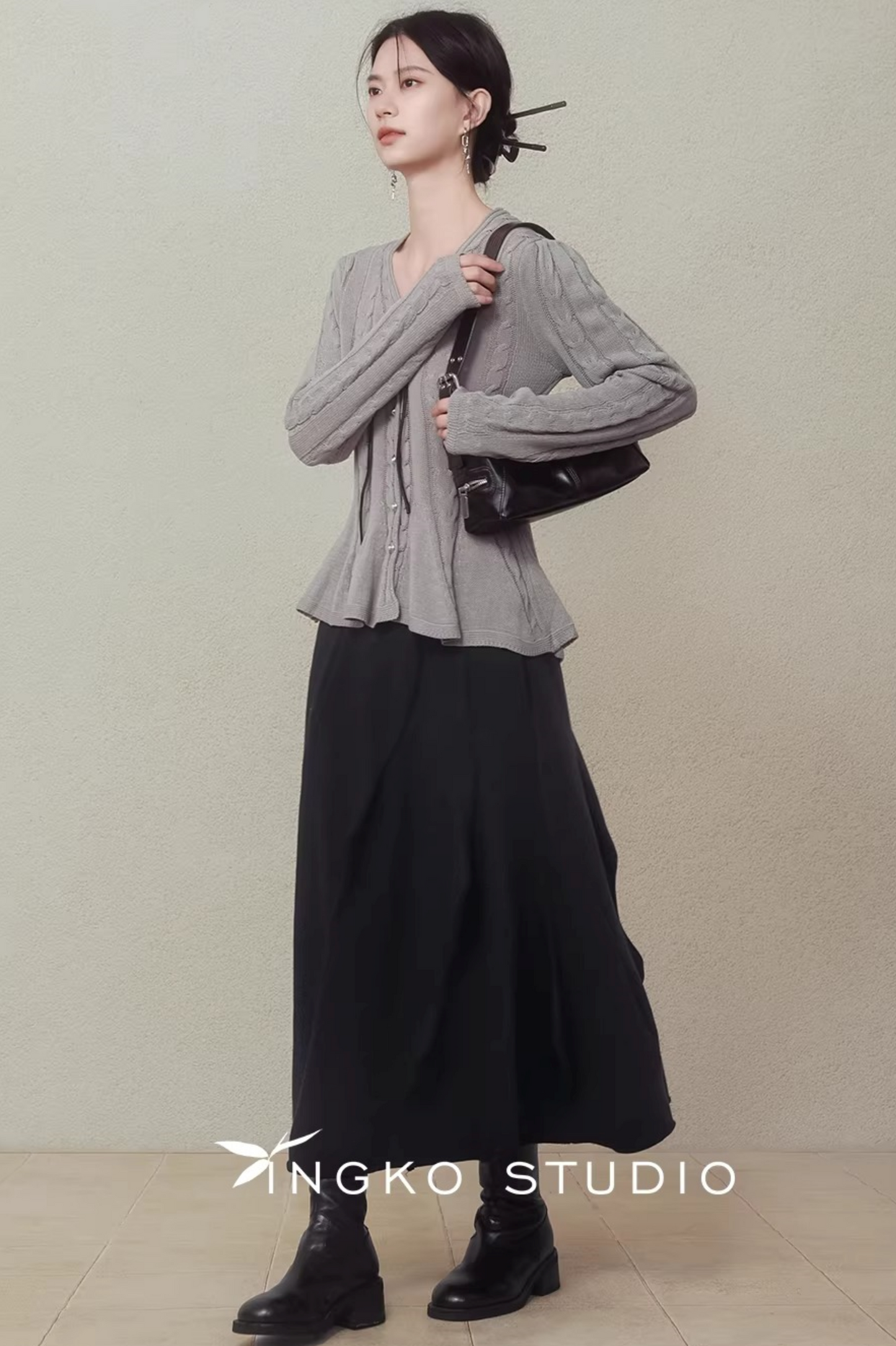Ingko Cloud Gray Knit Cardigan