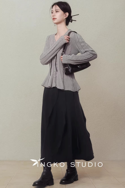 Ingko Cloud Gray Knit Cardigan