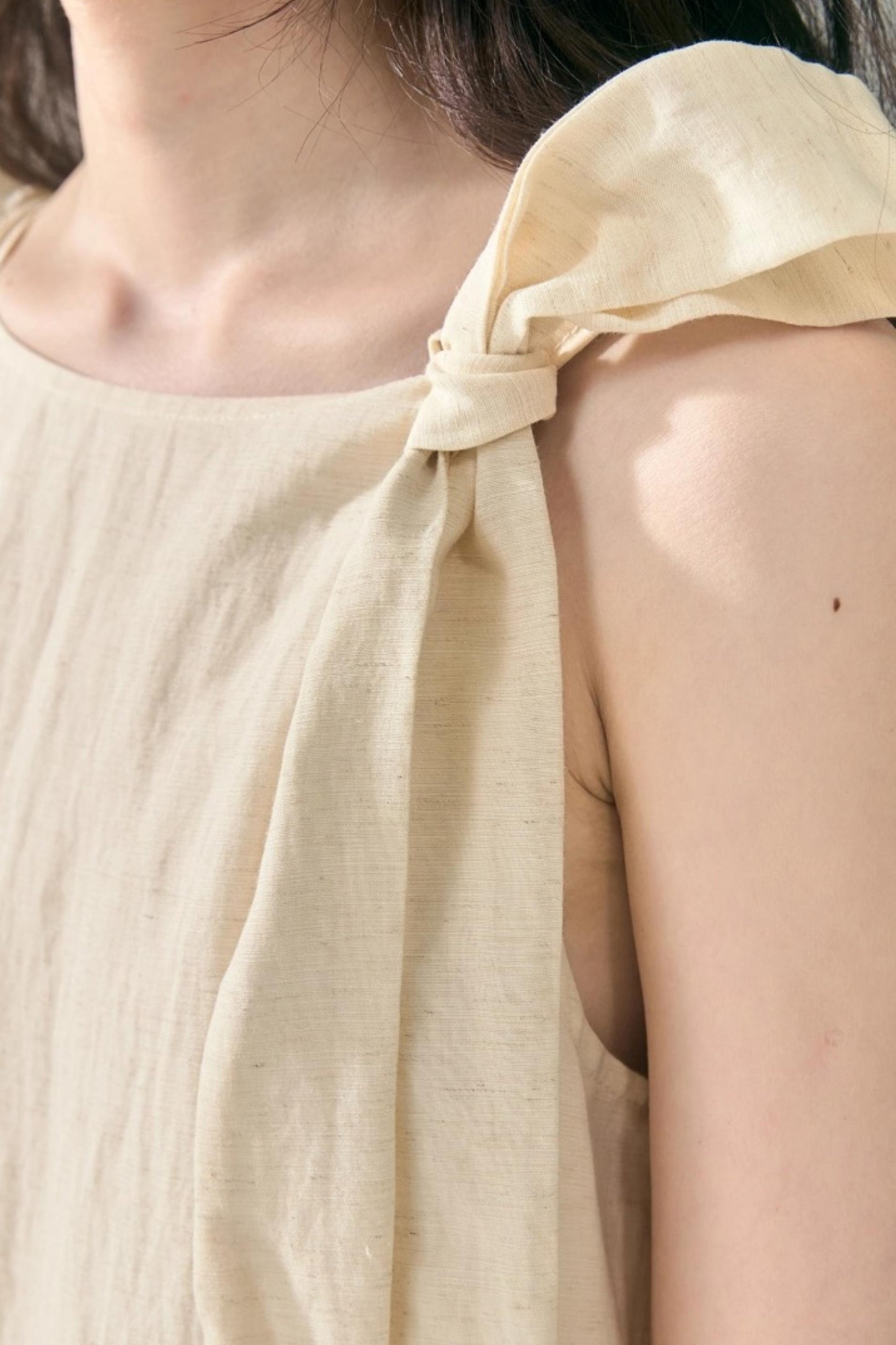 Three-Dimensional Rose Lace Linen-Blend Dress