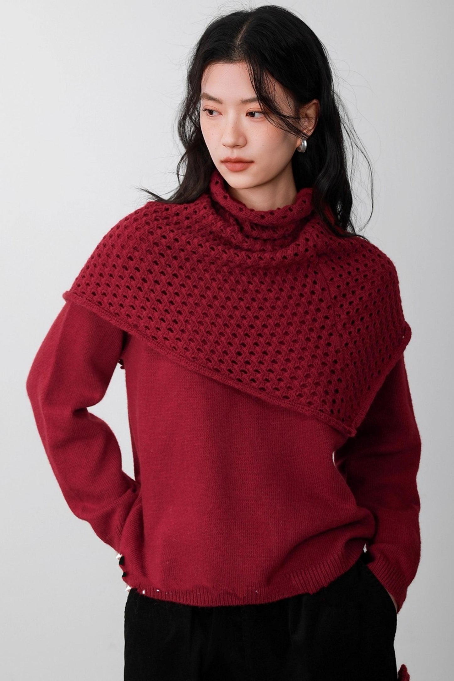Berry Red Knitted Vest Sweater