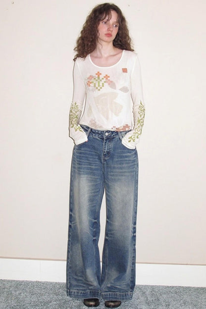 Washed Blue Denim Jeans