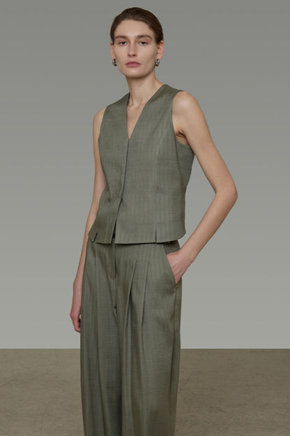 Autumn Draped Loose Vest Skirt Set-Up