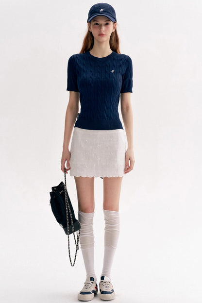 Tenniscore Cable Knit Short Sleeves