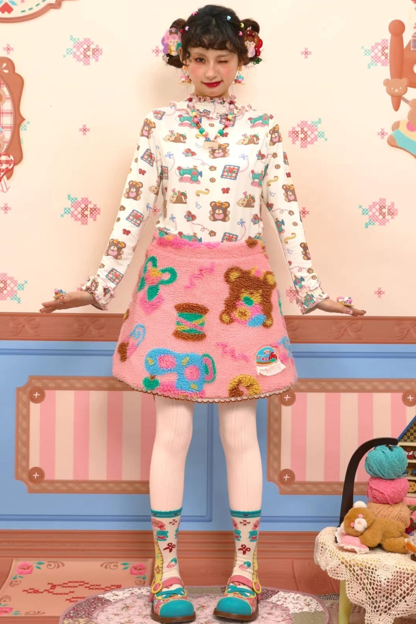 Pink Plush Sherpa Skirt