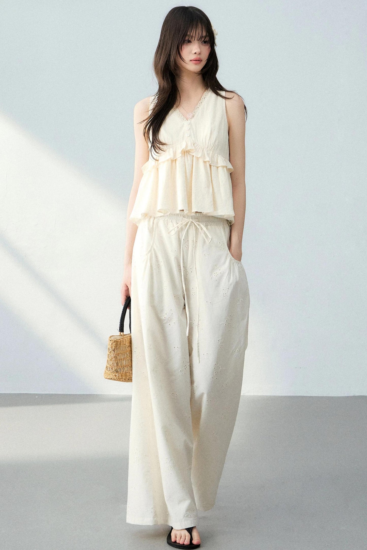 Lace Camisole Floral Pants