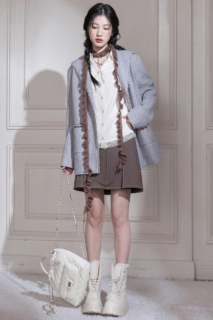 Silhouette Wool Tweed Short Coat