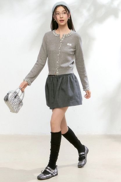 Kariertes Strickpullover-Rock-Set