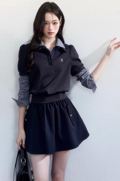 Vintage Plaid Two-Piece Top