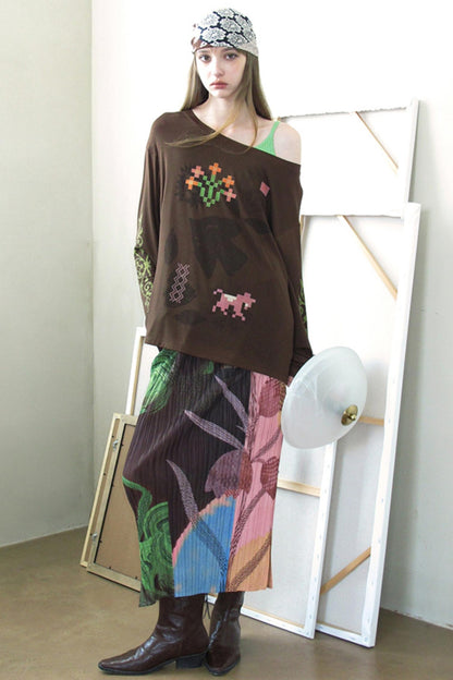 Vintage Mosaic Slanted Shoulder T-Shirt