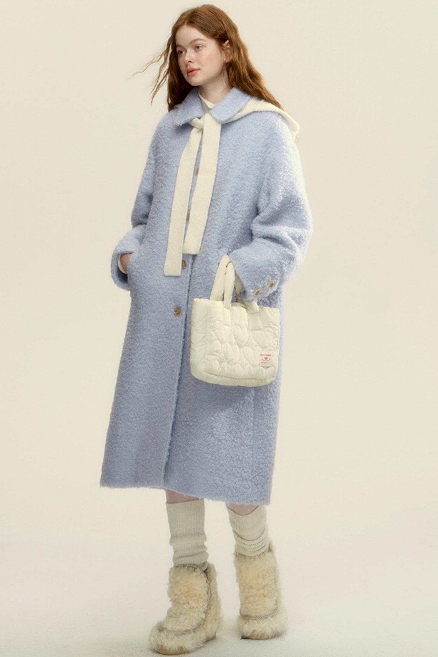 Gray Blue Woolen Hoop Coat