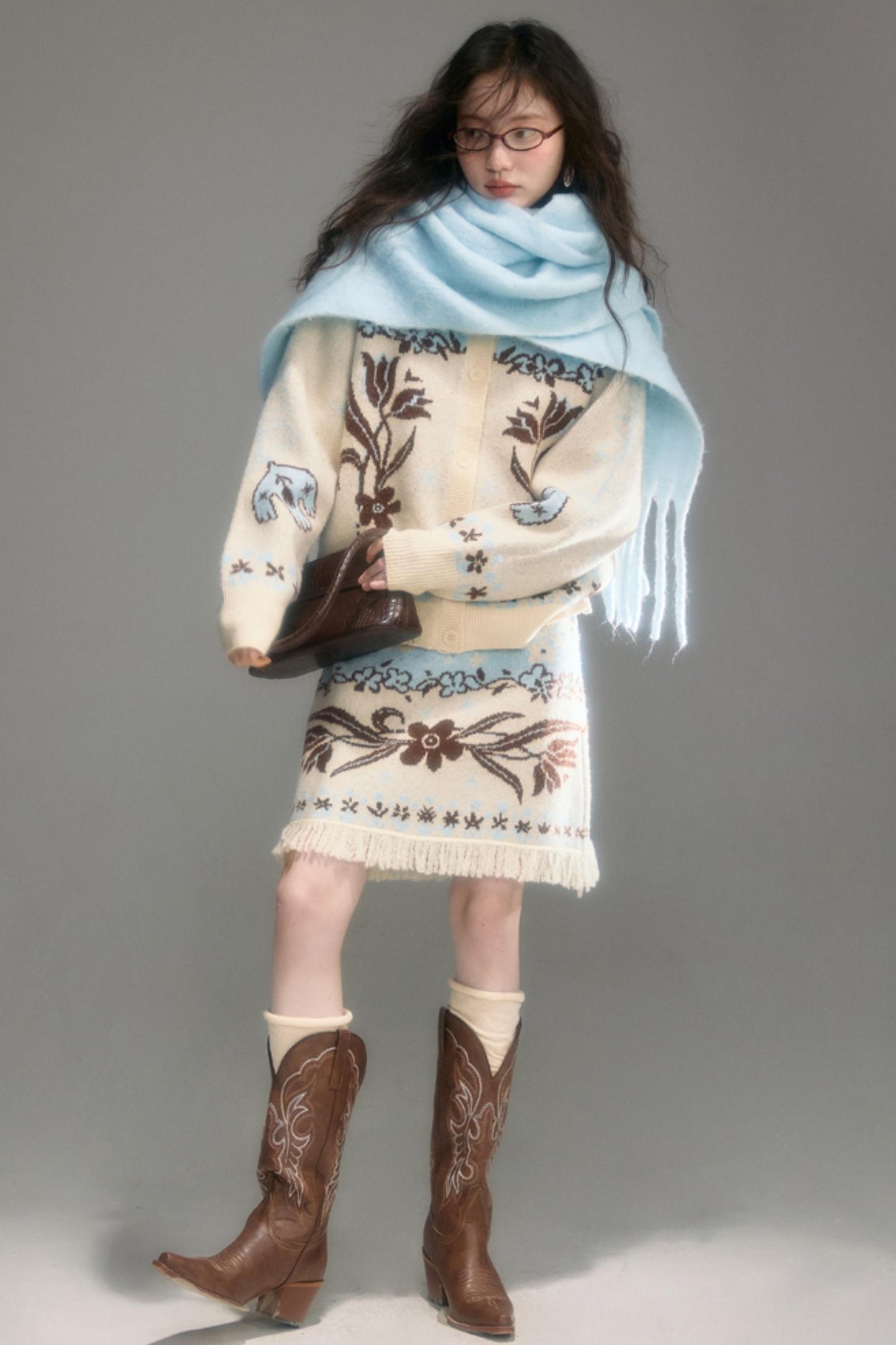 Paradise Jacquard Tulip Cardigan Set-Up