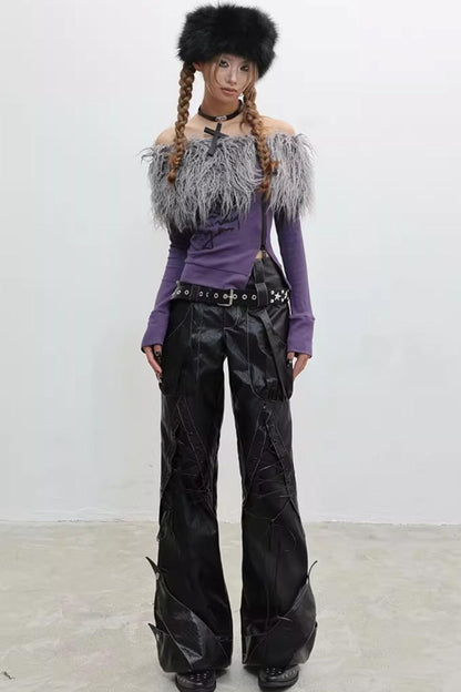 Hairy Slim Print Long Sleeve T-Shirt Knit