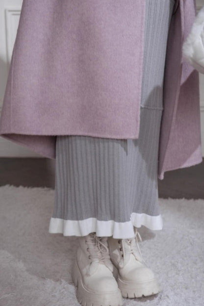 Mist Gray Lace Wool Dress