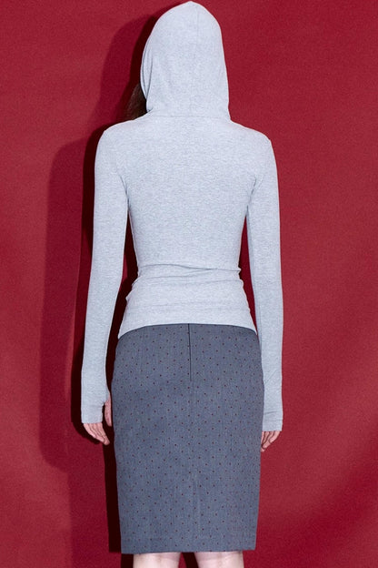 Gray Hooded Winter Sweater