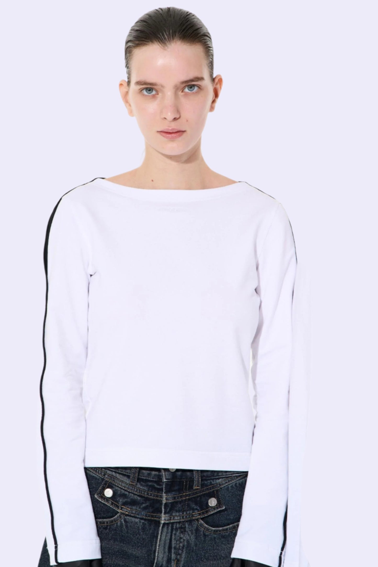 Striped Embroidered Crew Sweatshirt