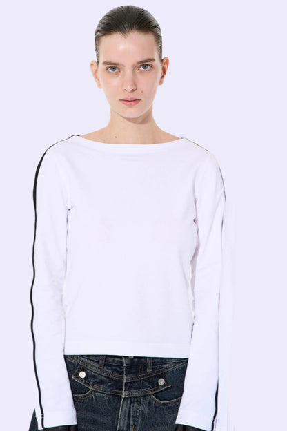 Striped Embroidered Crew Sweatshirt