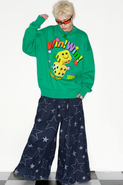 Smiley Dice Loose Sweat Top