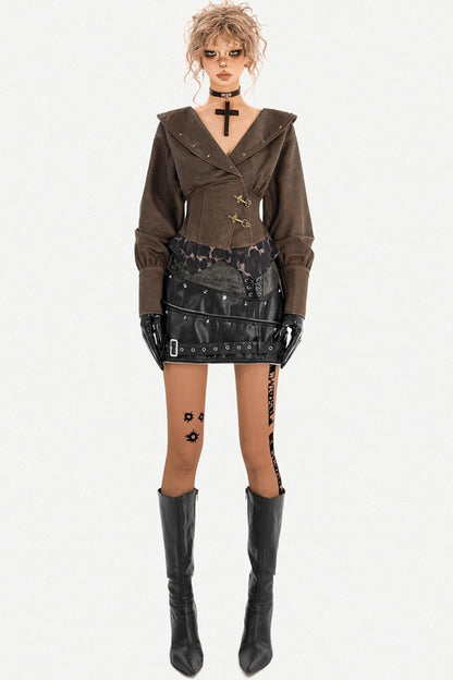 Black Leather A-Line Skirt