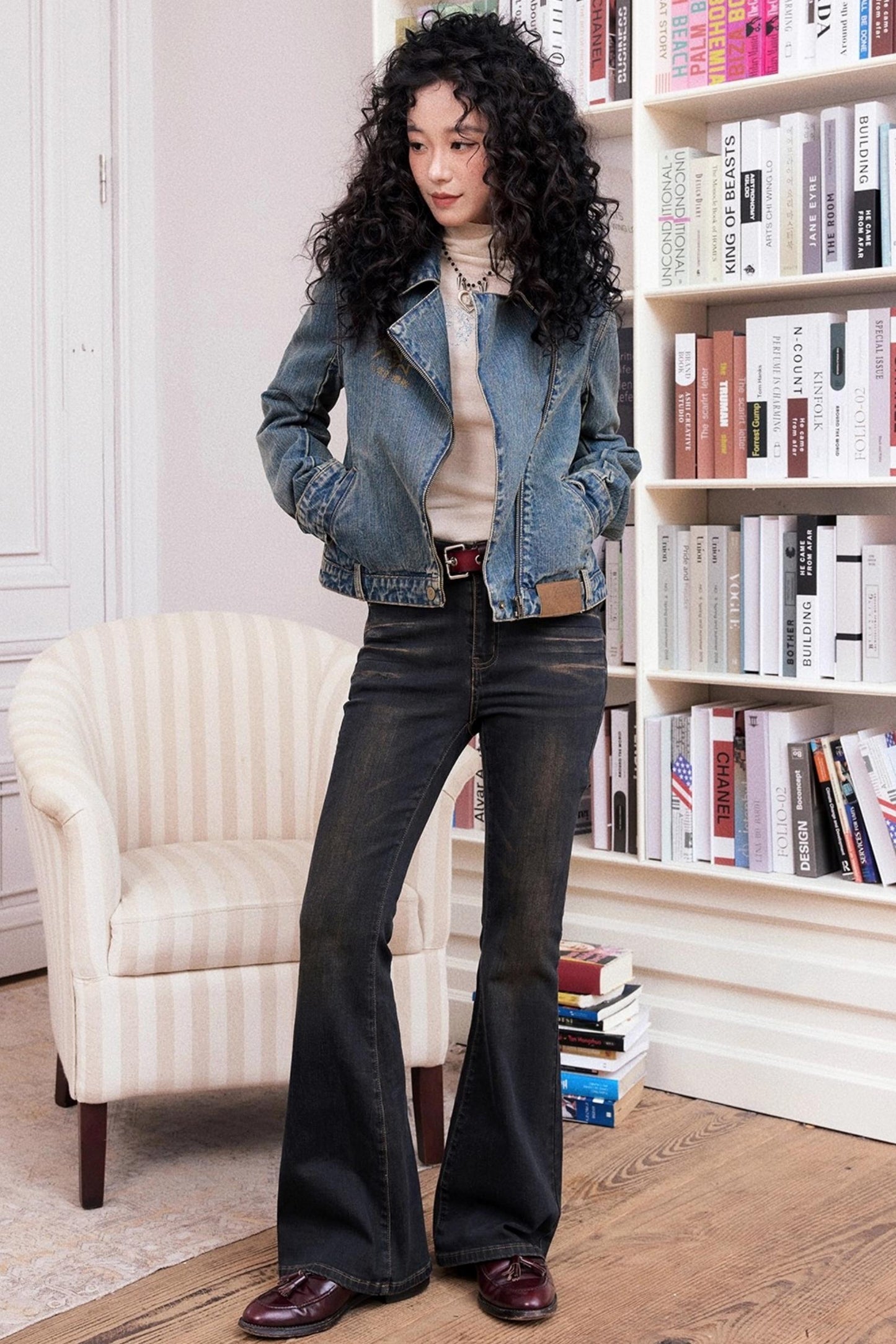 Autumn Retro Slim Denim Trousers