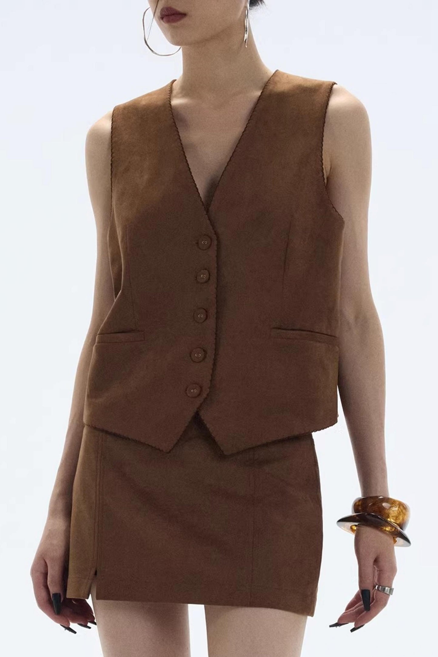 Hazelnut Suede Mini Skirt