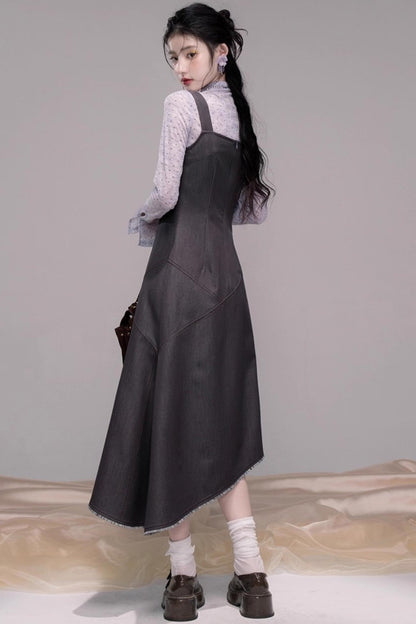 Twilight Gray Polka Dot Shirt Dress Set-Up