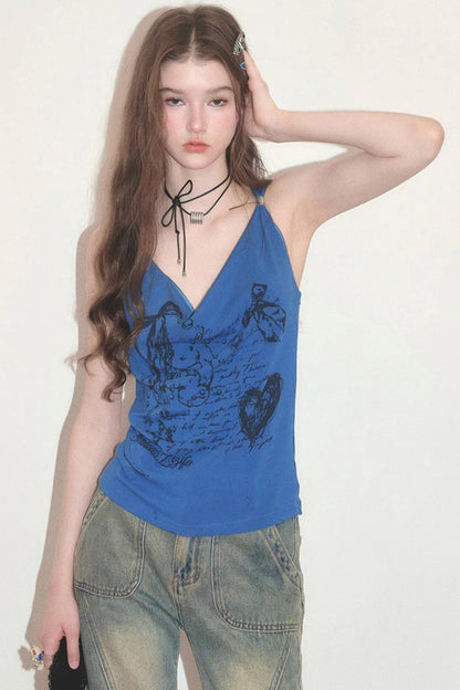 Rabbit Print Swing-Neck Camisole