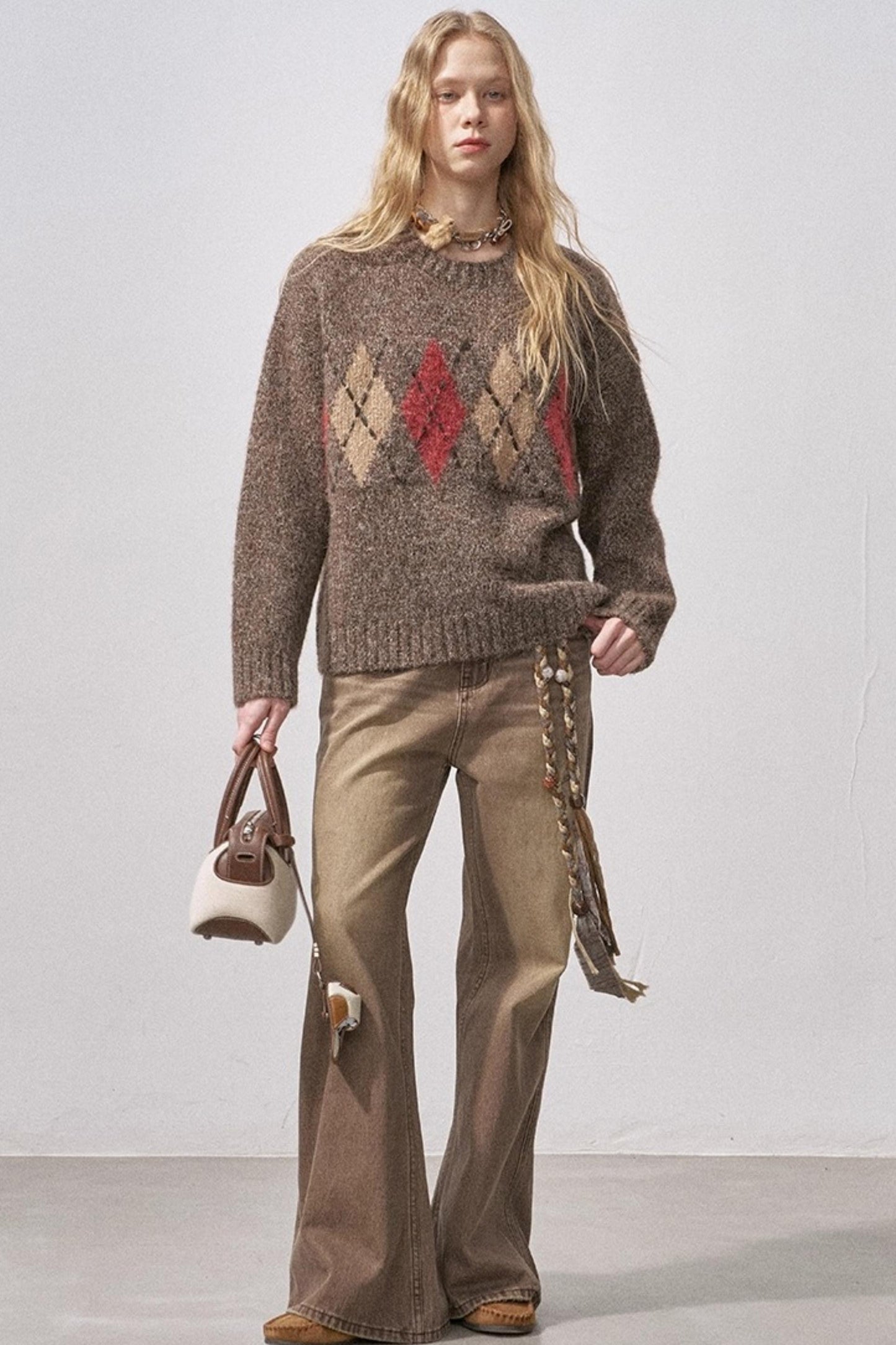 Floral Diamond Knit Sweater