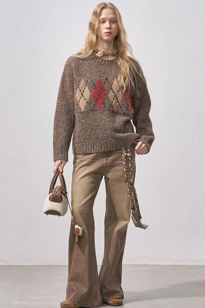 Floral Diamond Knit Sweater