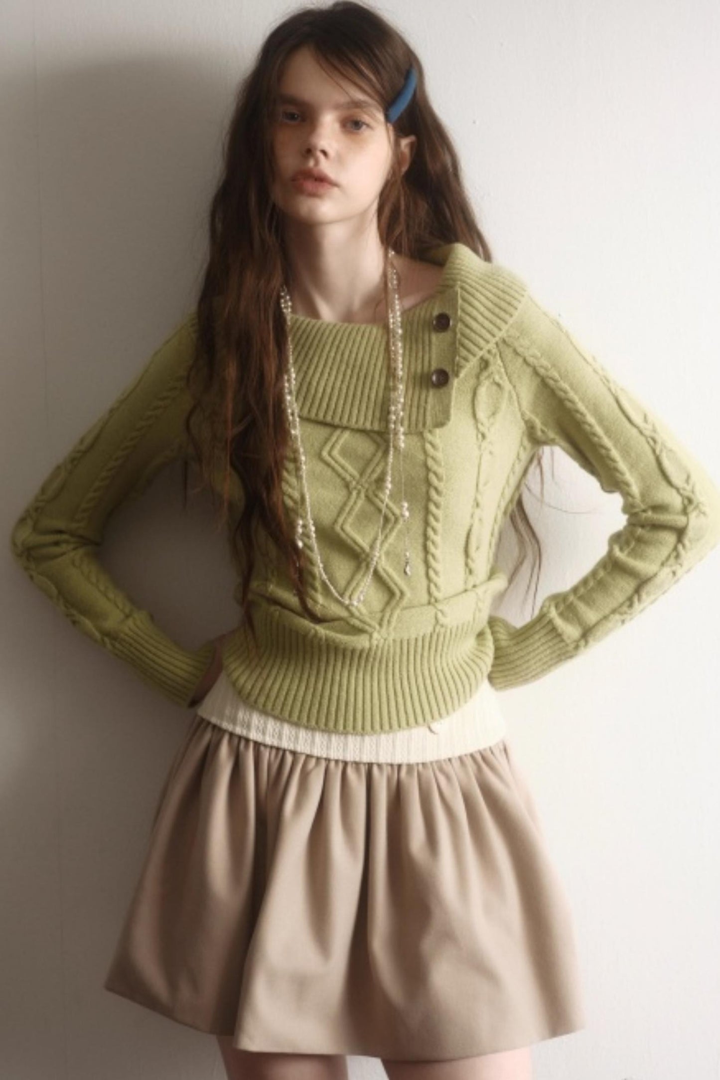 Artist-Created Retro Woolen Skirt