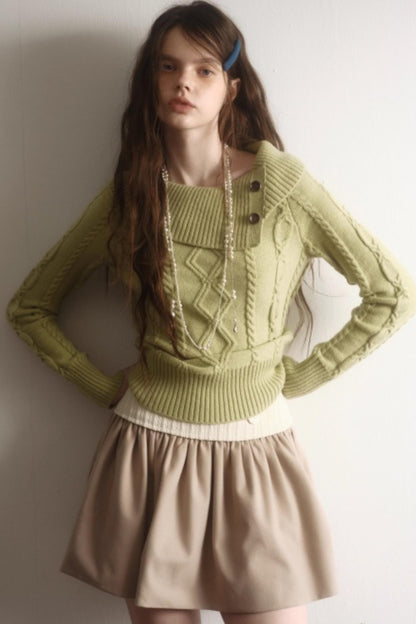 Artist-Created Retro Woolen Skirt