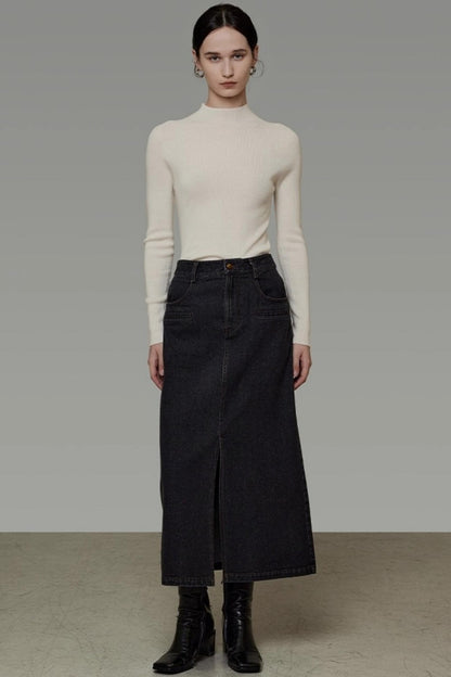 Patchwork Fur Collar Denim Jacket Set-Up