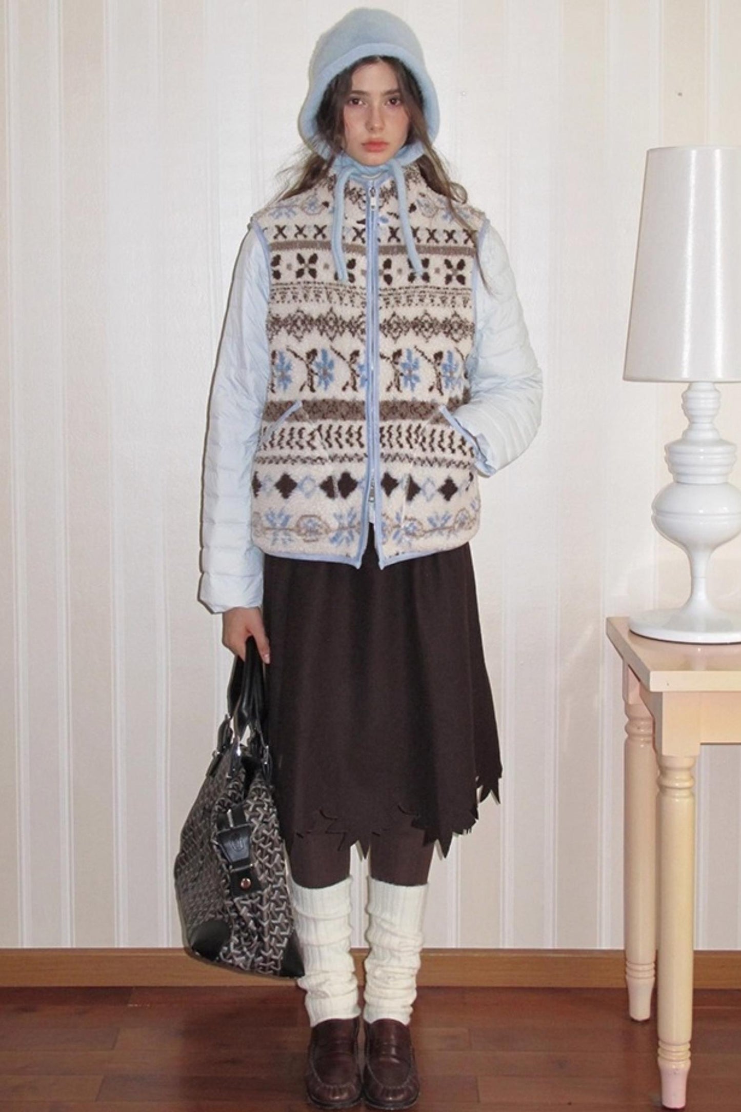 Wooden Tone Wool Skirt