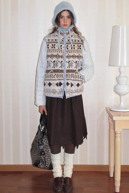 Wooden Tone Wool Skirt