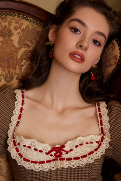 French Retro Houndstooth Dress