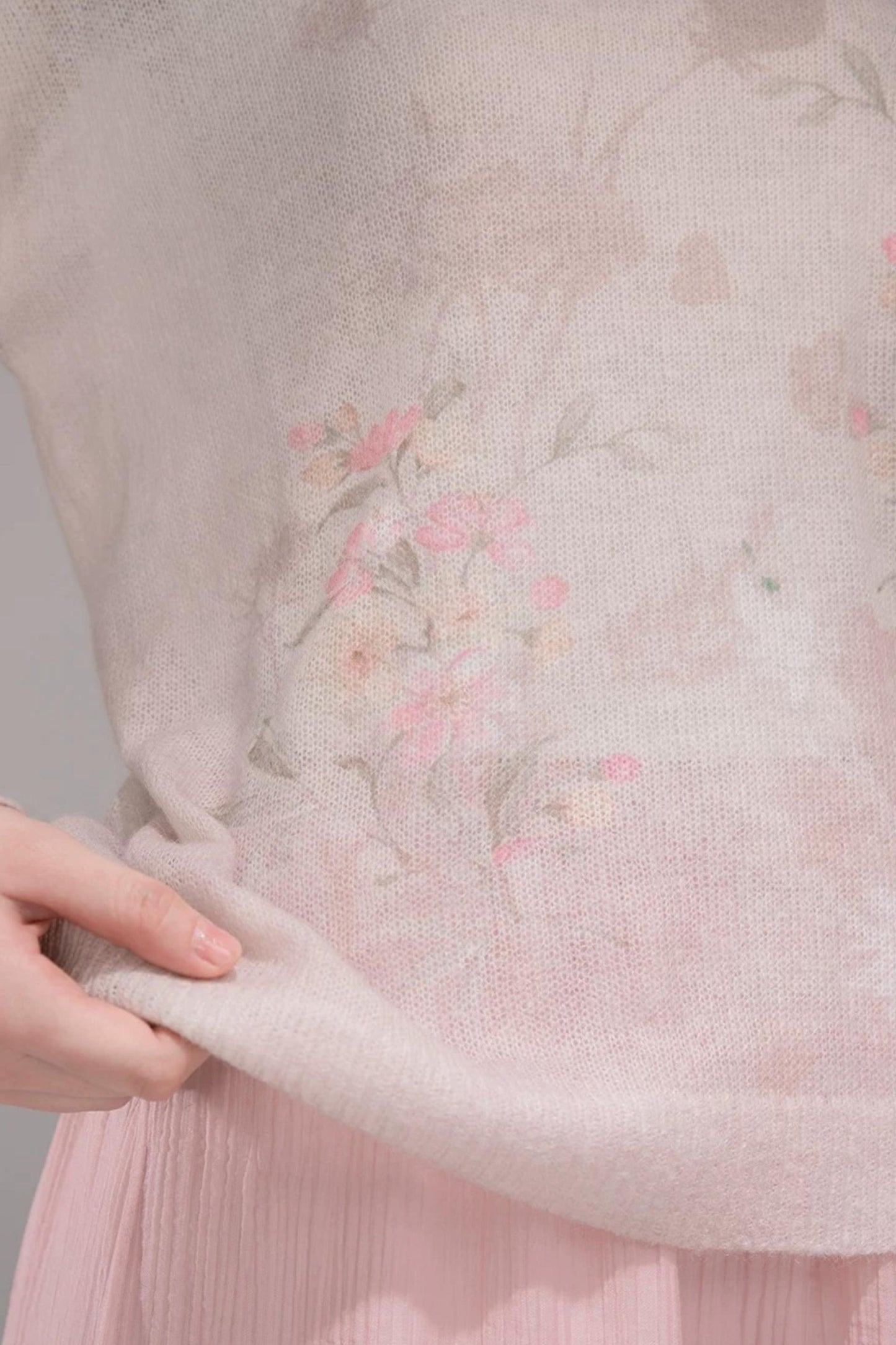 Pink Khaki Gradient Knit Blouse