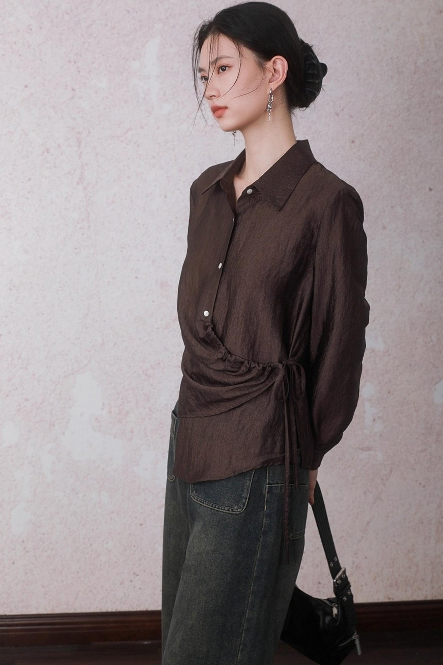 Autumn Acetate Chinese Shirt