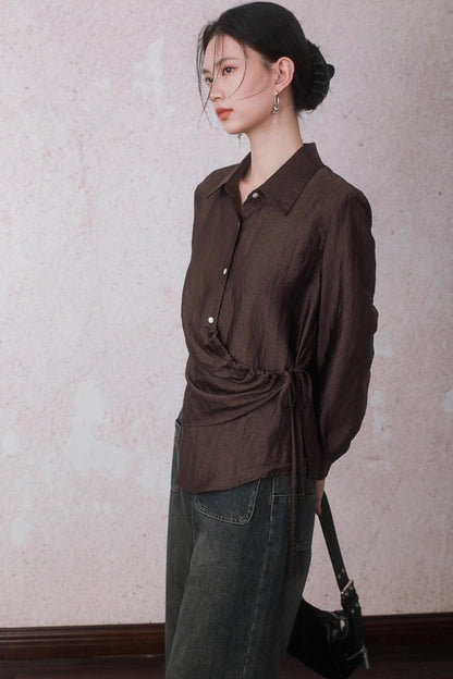 Autumn Acetate Chinese Shirt