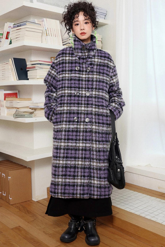 Plaid Woolen Winter Coat